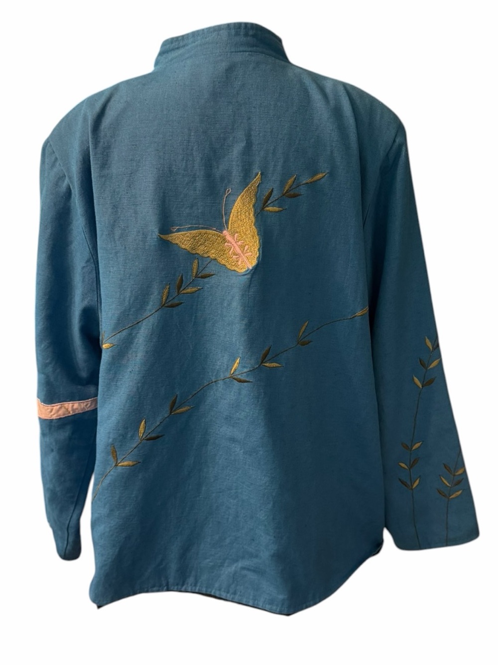 Vintage Alex Kim Butterfly Embroidered Jacket Blue Art to Wear XL 1X - Picture 4 of 12